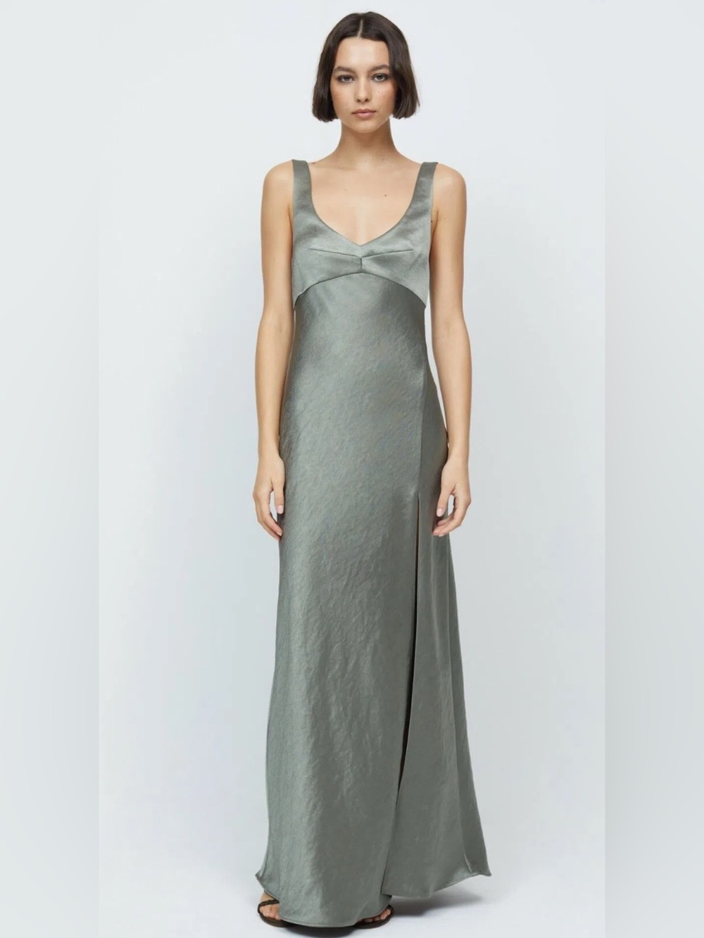 Bec & Bridge Olive Satin Maxi Dress